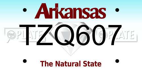 TZQ607 Arkansas License Plate