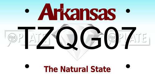 TZQG07 Arkansas License Plate