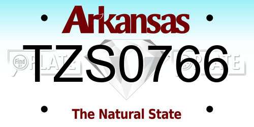 TZS0766 Arkansas License Plate