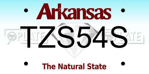 TZS54S Arkansas License Plate