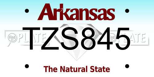 TZS845 Arkansas License Plate