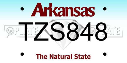 TZS848 Arkansas License Plate
