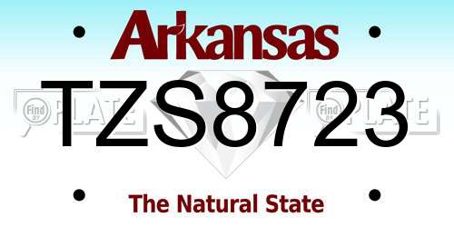 TZS8723 Arkansas License Plate