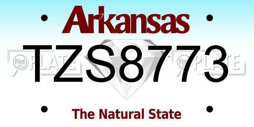 TZS8773 Arkansas License Plate