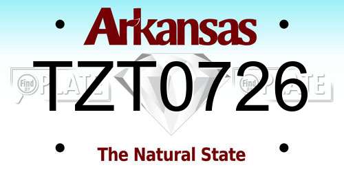 TZT0726 Arkansas License Plate