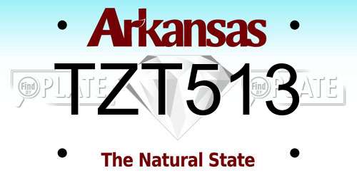TZT513 Arkansas License Plate