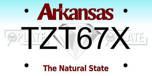 TZT67X Arkansas License Plate