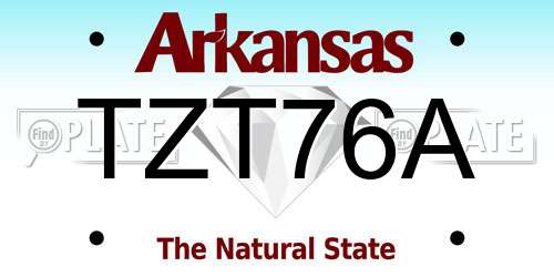 TZT76A Arkansas License Plate