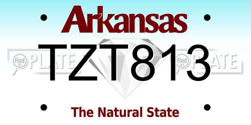 TZT813 Arkansas License Plate