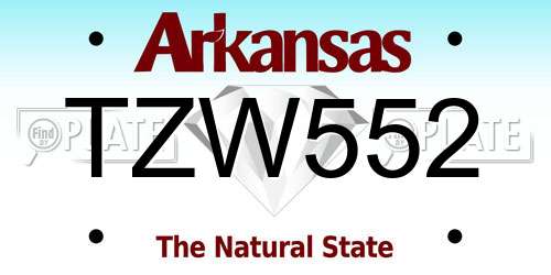 TZW552 Arkansas License Plate