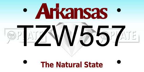 TZW557 Arkansas License Plate