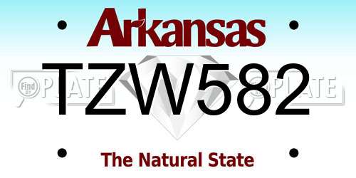 TZW582 Arkansas License Plate