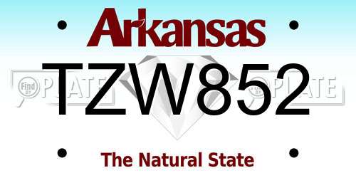 TZW852 Arkansas License Plate