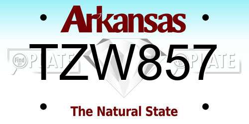 TZW857 Arkansas License Plate