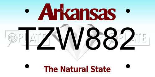 TZW882 Arkansas License Plate
