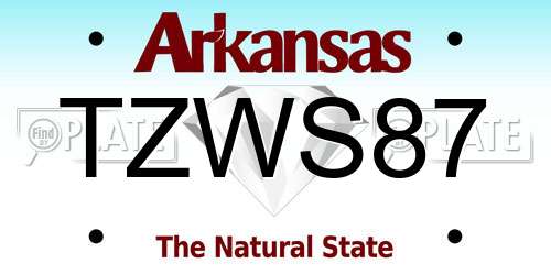 TZWS87 Arkansas License Plate