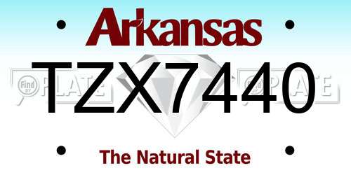 TZX7440 Arkansas License Plate
