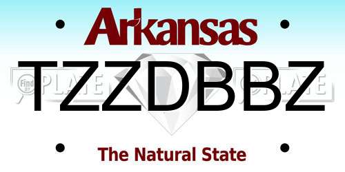 TZZDBBZ Arkansas License Plate