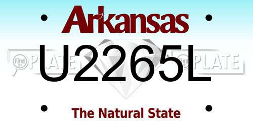 U2265L Arkansas License Plate