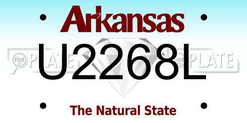 U2268L Arkansas License Plate