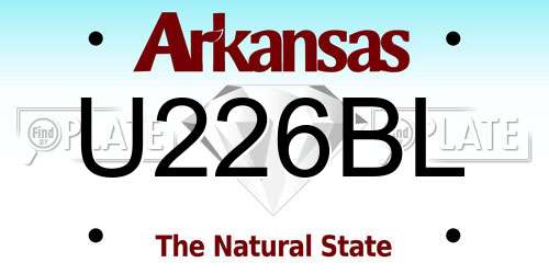 U226BL Arkansas License Plate
