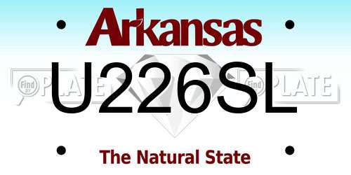 U226SL Arkansas License Plate