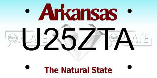 U25ZTA Arkansas License Plate