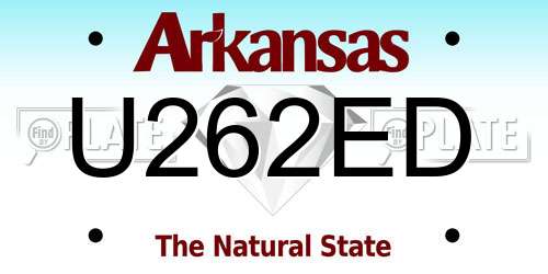 U262ED Arkansas License Plate