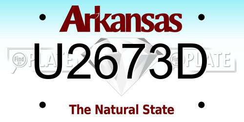 U2673D Arkansas License Plate