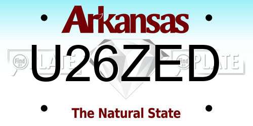 U26ZED Arkansas License Plate