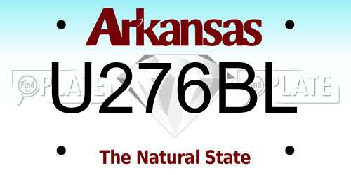 U276BL Arkansas License Plate