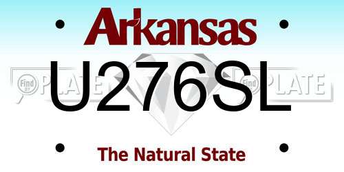 U276SL Arkansas License Plate