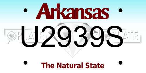 U2939S Arkansas License Plate