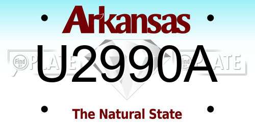 U2990A Arkansas License Plate