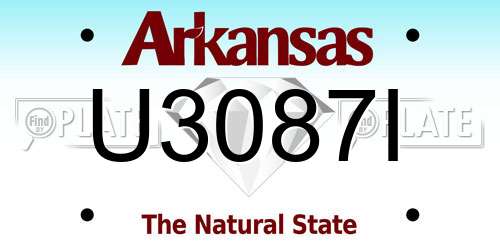 U3087I Arkansas License Plate