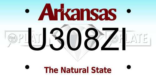 U308ZI Arkansas License Plate