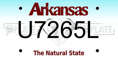 U7265L Arkansas License Plate