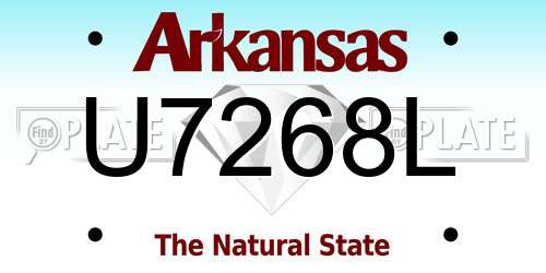 U7268L Arkansas License Plate