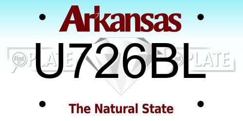 U726BL Arkansas License Plate