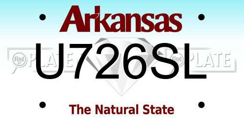 U726SL Arkansas License Plate