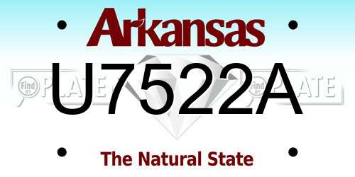 U7522A Arkansas License Plate