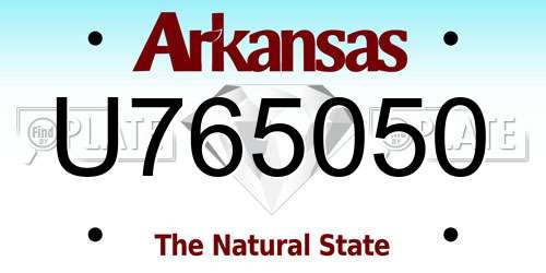 U765050 Arkansas License Plate