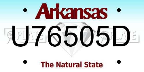 U76505D Arkansas License Plate
