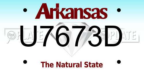 U7673D Arkansas License Plate