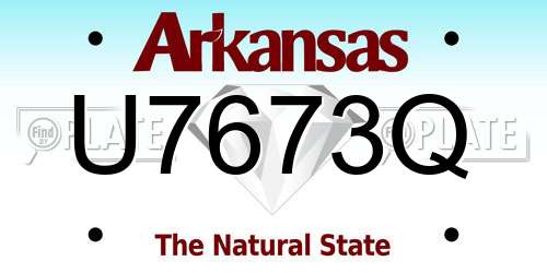 U7673Q Arkansas License Plate