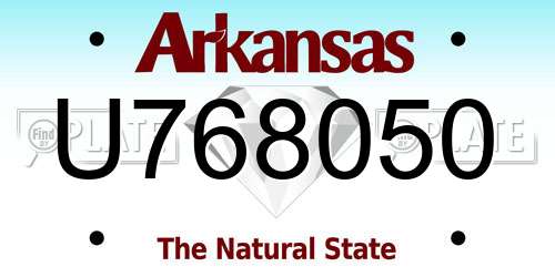 U768050 Arkansas License Plate