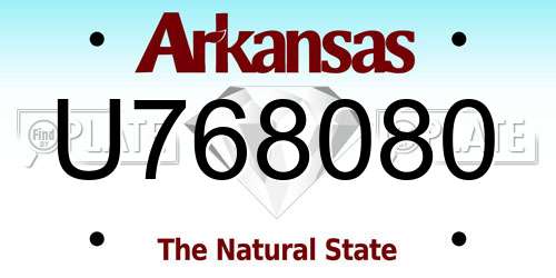 U768080 Arkansas License Plate