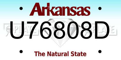 U76808D Arkansas License Plate