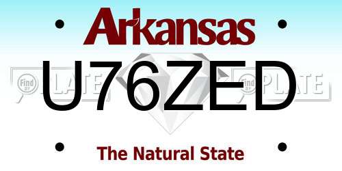 U76ZED Arkansas License Plate