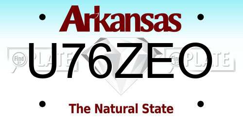 U76ZEO Arkansas License Plate